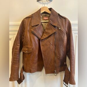 Authentic vintage Roberto Cavalli cognac  Leather moto style Jacket